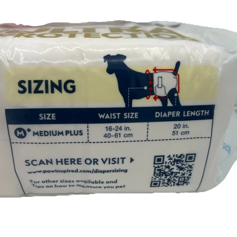 Paw Inspired 32ct Ultra Protection Disposable Dog Diapers Size Medium NIP